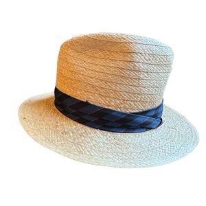 Callaway Unisex Fedora Hat Beige Woven Raffia Wide Brim Summer Casual Size L/XL
